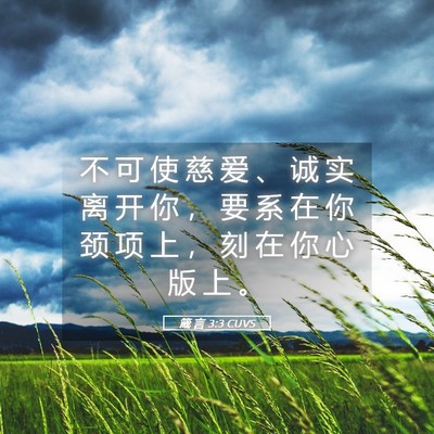 Picture 05 - 箴 言 3:3 CUVS - 不 可 使 慈 爱 、 诚 实 离 开 你 ， - Bible Verse Picture