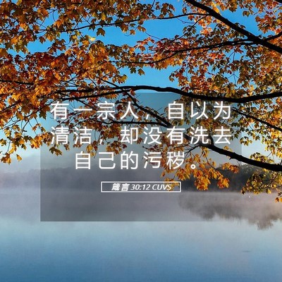 Picture 05 - 箴 言 30:12 CUVS - 有 一 宗 人 ， 自 以 为 清 洁 ， 却 - Bible Verse Picture