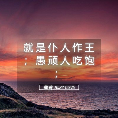 Picture 05 - 箴 言 30:22 CUVS - 就 是 仆 人 作 王 ； 愚 顽 人 吃 饱 - Bible Verse Picture