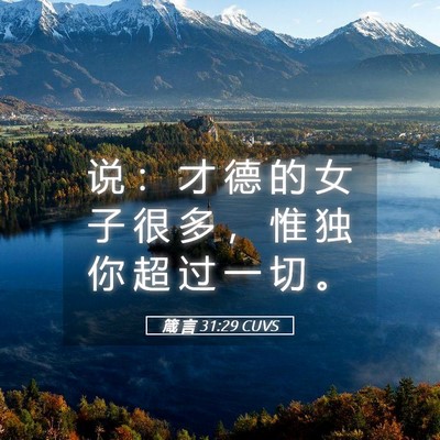Picture 05 - 箴 言 31:29 CUVS - 说 ： 才 德 的 女 子 很 多 ， 惟 独 - Bible Verse Picture