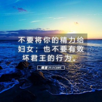 Picture 05 - 箴 言 31:3 CUVS - 不 要 将 你 的 精 力 给 妇 女 ； 也 - Bible Verse Picture