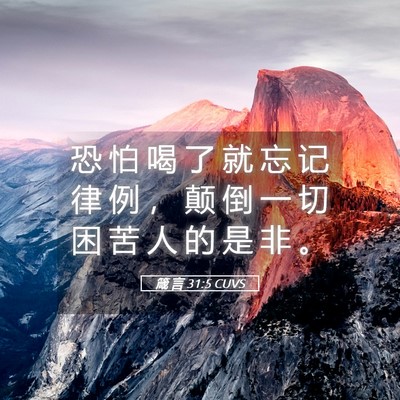 Picture 05 - 箴 言 31:5 CUVS - 恐 怕 喝 了 就 忘 记 律 例 ， 颠 倒 - Bible Verse Picture