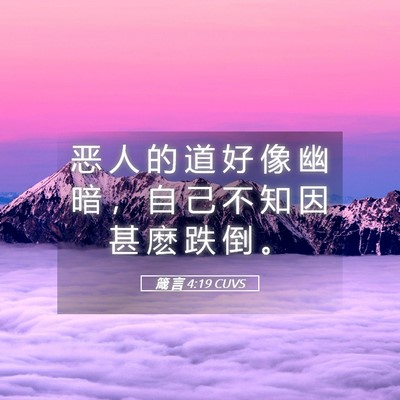 Picture 05 - 箴 言 4:19 CUVS - 恶 人 的 道 好 像 幽 暗 ， 自 己 不 - Bible Verse Picture