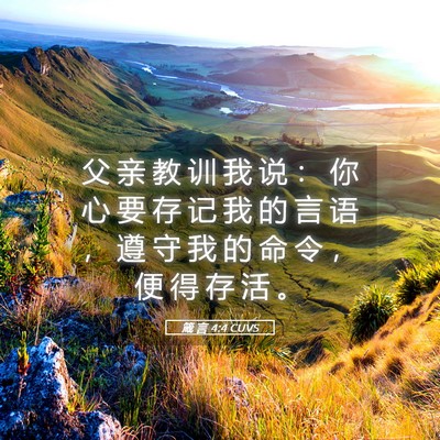Picture 05 - 箴 言 4:4 CUVS - 父 亲 教 训 我 说 ： 你 心 要 存 记 - Bible Verse Picture