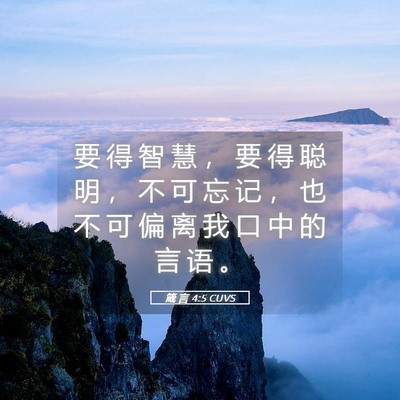 Picture 05 - 箴 言 4:5 CUVS - 要 得 智 慧 ， 要 得 聪 明 ， 不 可 - Bible Verse Picture