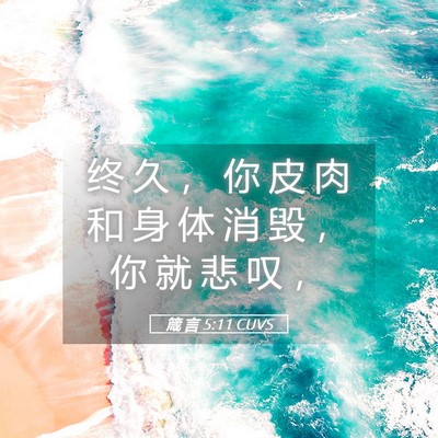Picture 05 - 箴 言 5:11 CUVS - 终 久 ， 你 皮 肉 和 身 体 消 毁 ， - Bible Verse Picture
