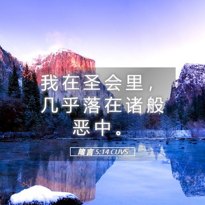 Picture 05 - 箴 言 5:14 CUVS - 我 在 圣 会 里 ， 几 乎 落 在 诸 般 - Bible Verse Picture