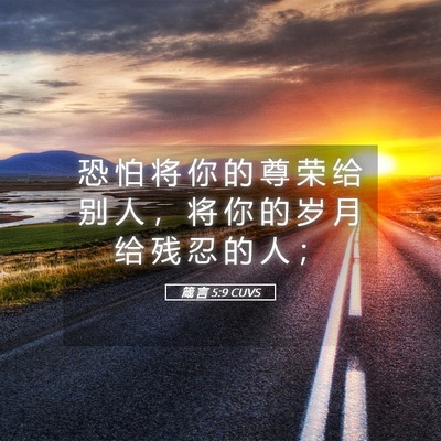 Picture 05 - 箴 言 5:9 CUVS - 恐 怕 将 你 的 尊 荣 给 别 人 ， 将 - Bible Verse Picture