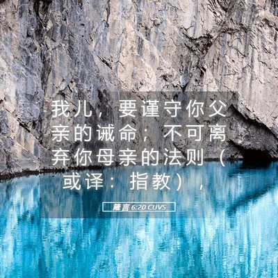 Picture 05 - 箴 言 6:20 CUVS - 我 儿 ， 要 谨 守 你 父 亲 的 诫 命 - Bible Verse Picture