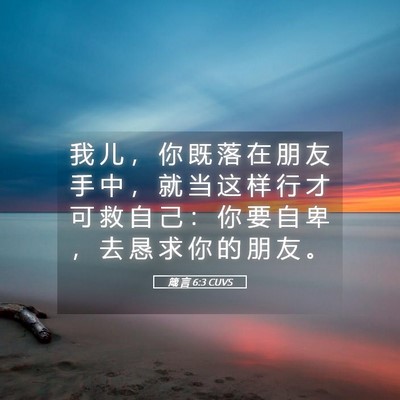 Picture 05 - 箴 言 6:3 CUVS - 我 儿 ， 你 既 落 在 朋 友 手 中 ， - Bible Verse Picture