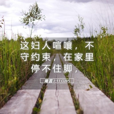 Picture 05 - 箴 言 7:11 CUVS - 这 妇 人 喧 嚷 ， 不 守 约 束 ， 在 - Bible Verse Picture