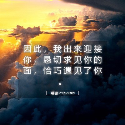 Picture 05 - 箴 言 7:15 CUVS - 因 此 ， 我 出 来 迎 接 你 ， 恳 切 - Bible Verse Picture