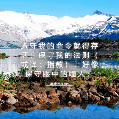 Picture 05 - 箴 言 7:2 CUVS - 遵 守 我 的 命 令 就 得 存 活 ； 保 - Bible Verse Picture