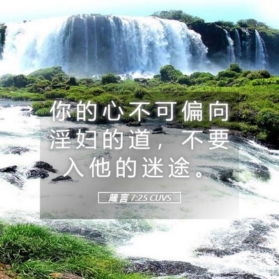 Picture 05 - 箴 言 7:25 CUVS - 你 的 心 不 可 偏 向 淫 妇 的 道 ， - Bible Verse Picture
