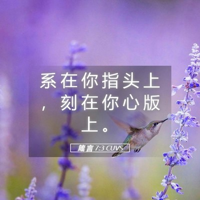 Picture 05 - 箴 言 7:3 CUVS - 系 在 你 指 头 上 ， 刻 在 你 心 版 - Bible Verse Picture