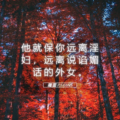 Picture 05 - 箴 言 7:5 CUVS - 他 就 保 你 远 离 淫 妇 ， 远 离 说 - Bible Verse Picture