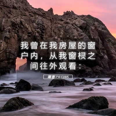 Picture 05 - 箴 言 7:6 CUVS - 我 曾 在 我 房 屋 的 窗 户 内 ， 从 - Bible Verse Picture