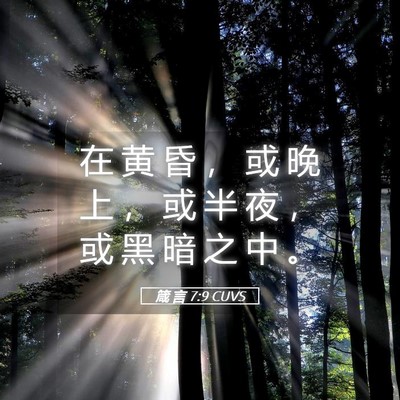 Picture 05 - 箴 言 7:9 CUVS - 在 黄 昏 ， 或 晚 上 ， 或 半 夜 ， - Bible Verse Picture