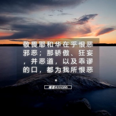 Picture 05 - 箴 言 8:13 CUVS - 敬 畏 耶 和 华 在 乎 恨 恶 邪 恶 ； - Bible Verse Picture
