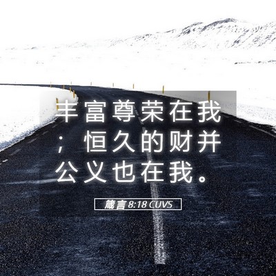 Picture 05 - 箴 言 8:18 CUVS - 丰 富 尊 荣 在 我 ； 恒 久 的 财 并 - Bible Verse Picture