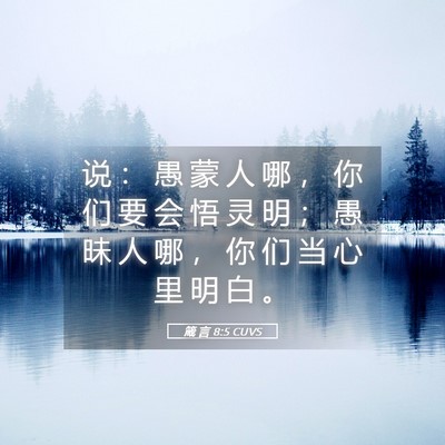 Picture 05 - 箴 言 8:5 CUVS - 说 ： 愚 蒙 人 哪 ， 你 们 要 会 悟 - Bible Verse Picture