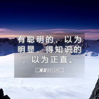 Picture 05 - 箴 言 8:9 CUVS - 有 聪 明 的 ， 以 为 明 显 ， 得 知 - Bible Verse Picture
