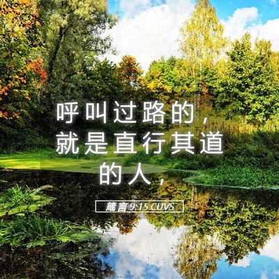 Picture 05 - 箴 言 9:15 CUVS - 呼 叫 过 路 的 ， 就 是 直 行 其 道 - Bible Verse Picture