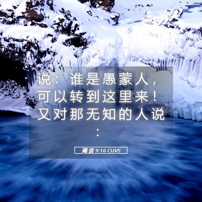Picture 05 - 箴 言 9:16 CUVS - 说 ： 谁 是 愚 蒙 人 ， 可 以 转 到 - Bible Verse Picture