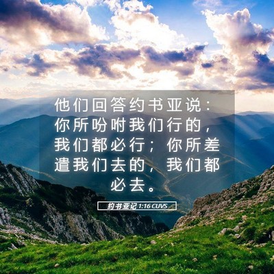 Picture 05 - 约 书 亚 记 1:16 CUVS - 他 们 回 答 约 书 亚 说 ： 你 所 吩 - Bible Verse Picture