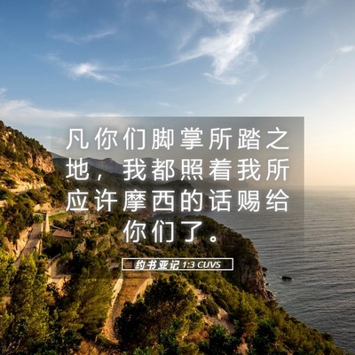 Picture 05 - 约 书 亚 记 1:3 CUVS - 凡 你 们 脚 掌 所 踏 之 地 ， 我 都 - Bible Verse Picture