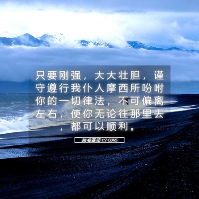 Picture 05 - 约 书 亚 记 1:7 CUVS - 只 要 刚 强 ， 大 大 壮 胆 ， 谨 守 - Bible Verse Picture