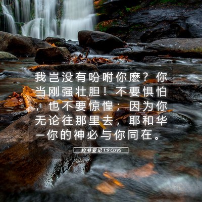 Picture 05 - 约 书 亚 记 1:9 CUVS - 我 岂 没 有 吩 咐 你 麽 ？ 你 当 刚 - Bible Verse Picture