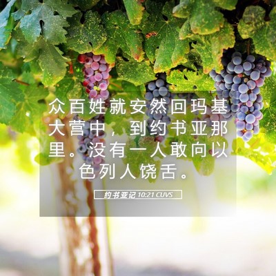 Picture 05 - 约 书 亚 记 10:21 CUVS - 众 百 姓 就 安 然 回 玛 基 大 营 中 - Bible Verse Picture