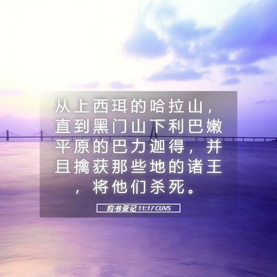 Picture 05 - 约 书 亚 记 11:17 CUVS - 从 上 西 珥 的 哈 拉 山 ， 直 到 黑 - Bible Verse Picture