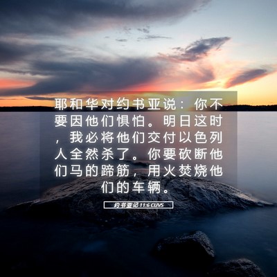 Picture 05 - 约 书 亚 记 11:6 CUVS - 耶 和 华 对 约 书 亚 说 ： 你 不 要 - Bible Verse Picture