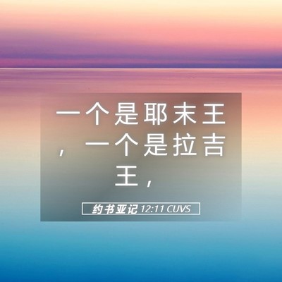 Picture 05 - 约 书 亚 记 12:11 CUVS - 一 个 是 耶 末 王 ， 一 个 是 拉 吉 - Bible Verse Picture