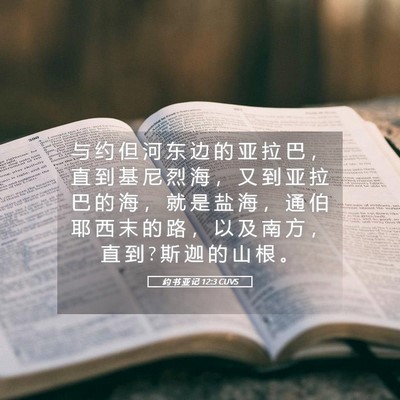 Picture 05 - 约 书 亚 记 12:3 CUVS - 与 约 但 河 东 边 的 亚 拉 巴 ， 直 - Bible Verse Picture