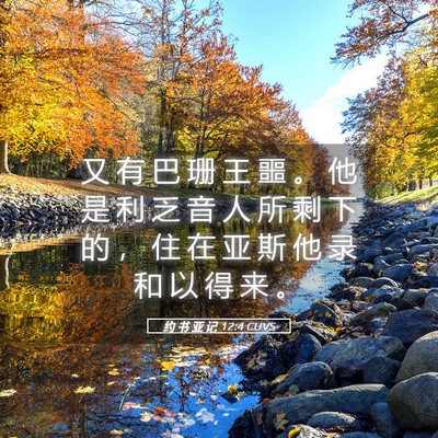 Picture 05 - 约 书 亚 记 12:4 CUVS - 又 有 巴 珊 王 噩 。 他 是 利 乏 音 - Bible Verse Picture