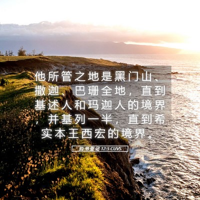 Picture 05 - 约 书 亚 记 12:5 CUVS - 他 所 管 之 地 是 黑 门 山 、 撒 迦 - Bible Verse Picture