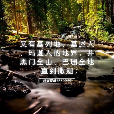 Picture 05 - 约 书 亚 记 13:11 CUVS - 又 有 基 列 地 、 基 述 人 、 玛 迦 - Bible Verse Picture