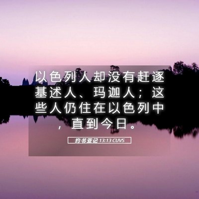 Picture 05 - 约 书 亚 记 13:13 CUVS - 以 色 列 人 却 没 有 赶 逐 基 述 人 - Bible Verse Picture