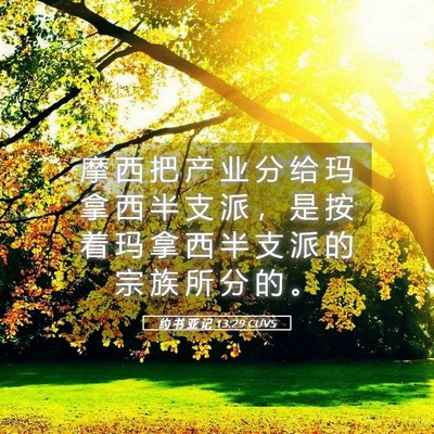 Picture 05 - 约 书 亚 记 13:29 CUVS - 摩 西 把 产 业 分 给 玛 拿 西 半 支 - Bible Verse Picture