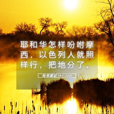 Picture 05 - 约 书 亚 记 14:5 CUVS - 耶 和 华 怎 样 吩 咐 摩 西 ， 以 色 - Bible Verse Picture