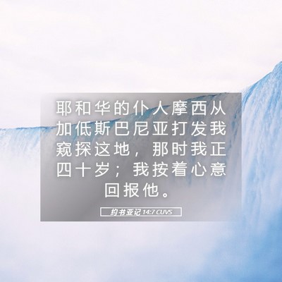 Picture 05 - 约 书 亚 记 14:7 CUVS - 耶 和 华 的 仆 人 摩 西 从 加 低 斯 - Bible Verse Picture