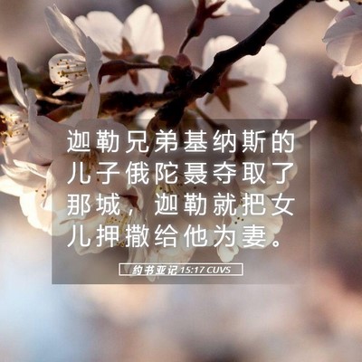 Picture 05 - 约 书 亚 记 15:17 CUVS - 迦 勒 兄 弟 基 纳 斯 的 儿 子 俄 陀 - Bible Verse Picture
