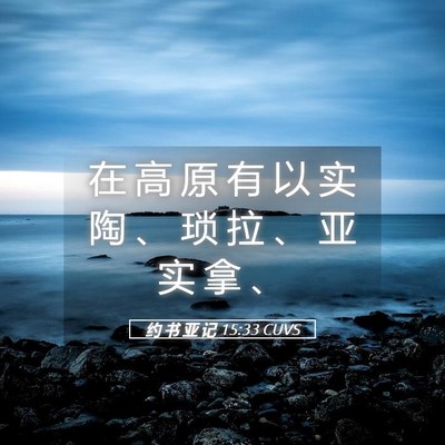 Picture 05 - 约 书 亚 记 15:33 CUVS - 在 高 原 有 以 实 陶 、 琐 拉 、 亚 - Bible Verse Picture