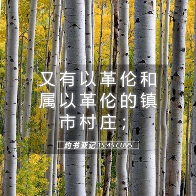 Picture 05 - 约 书 亚 记 15:45 CUVS - 又 有 以 革 伦 和 属 以 革 伦 的 镇 - Bible Verse Picture