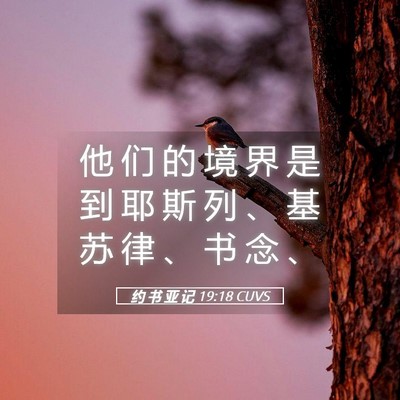 Picture 05 - 约 书 亚 记 19:18 CUVS - 他 们 的 境 界 是 到 耶 斯 列 、 基 - Bible Verse Picture
