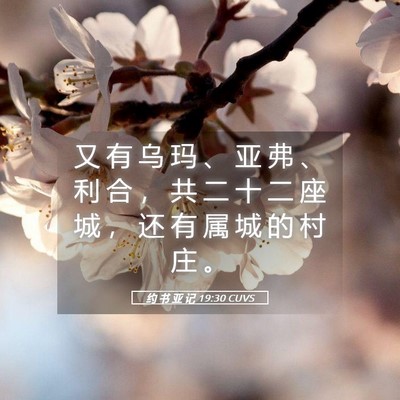 Picture 05 - 约 书 亚 记 19:30 CUVS - 又 有 乌 玛 、 亚 弗 、 利 合 ， 共 - Bible Verse Picture