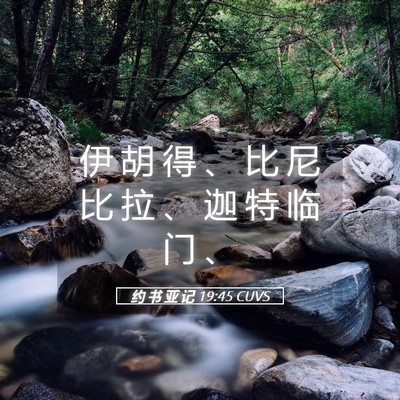 Picture 05 - 约 书 亚 记 19:45 CUVS - 伊 胡 得 、 比 尼 比 拉 、 迦 特 临 - Bible Verse Picture